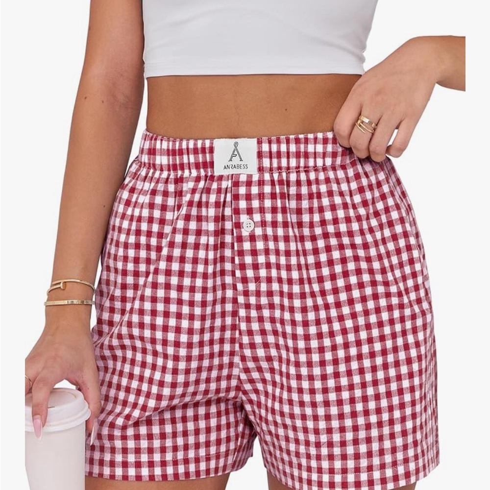 Red Checkered Women's Shorts